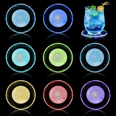 8x Bunte LED Untersetzer Bierdeckel Leuchtend für Getränke Gläser Flaschen Party