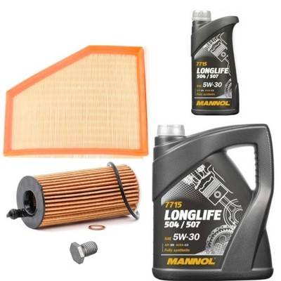6L MANNOL LONGLIFE + AIR OIL FILTERS SERVICE KIT FOR BMW 320i 330i F31 F34 2015+