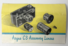 Vintage Argus C3 Accessory Lenses Pamplett/Brochure