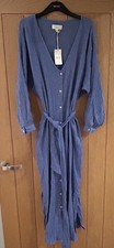 Next Ladies Belted Midi Dress/Beach Cover Up, Size 10 BNWT, Blue, Cotton/Linen