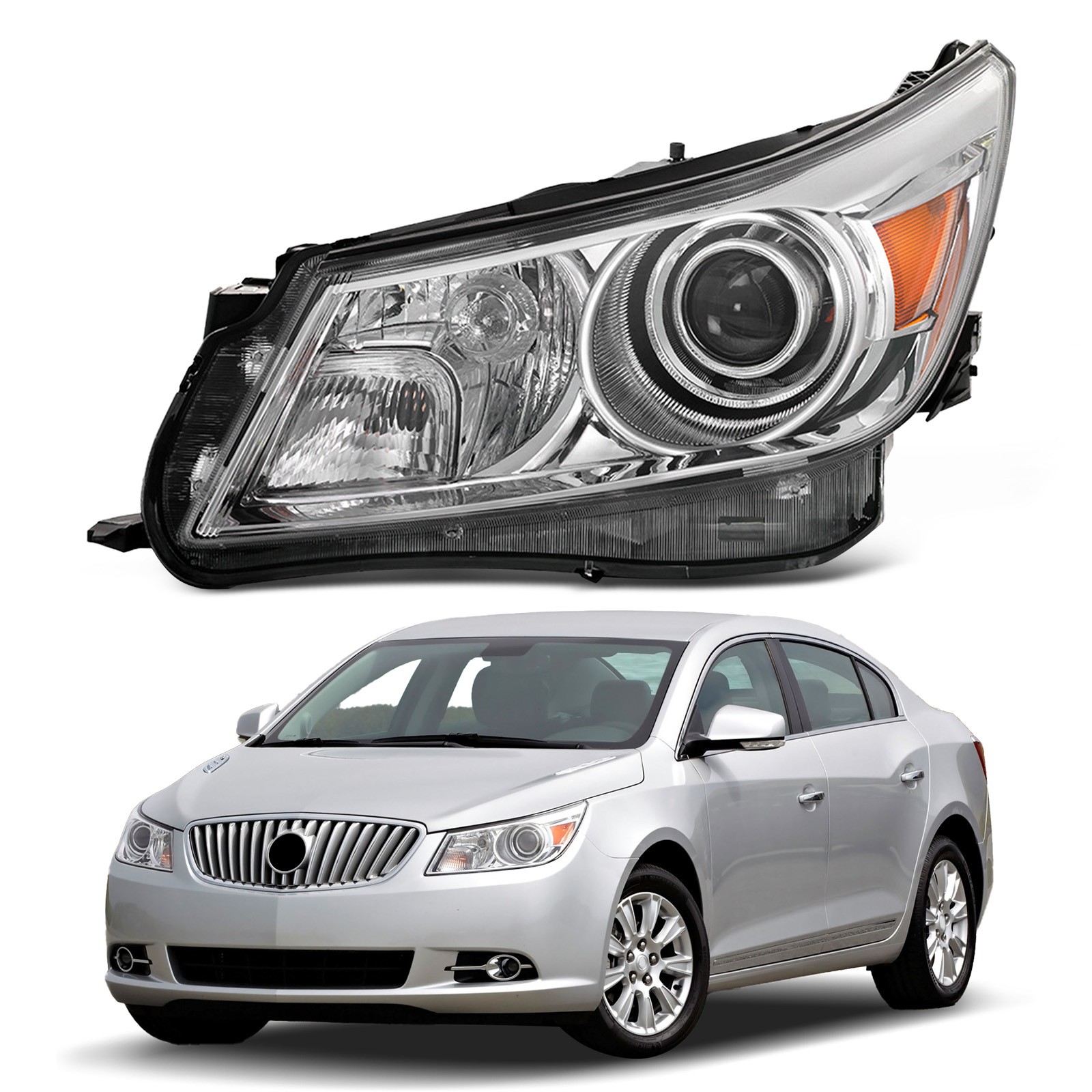For 2010-2012 Buick LaCrosse HID/Xenon Headlight Left Driver Chrome W/O Bulb
