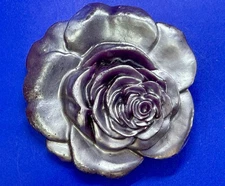 Very Large Black Grey Rose Flower Charmont Belts Beverly Hills CA Belt Buckle