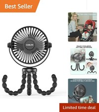Rechargeable Baby Stroller Fan, 360  Rotate, 3 Speeds, Max 10Hrs Cool Safety