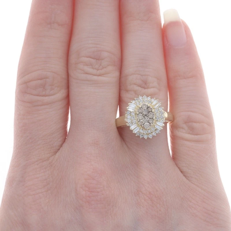 EFFY Diamond Cluster Halo Ring - Yellow Gold 14k Baguette & Round 1.00ctw - Image 2 of 4