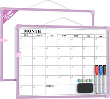Monthly Calendar Dry Erase Board for Wall, 16"x12", Purple Frame
