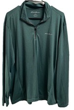 EDDIE BAUER MENS 1/4 ZIP LIGHTWEIGHT GREEN PULLOVER Sz L-EUC-L 28,C 48,S 25