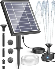 Solar Fountain for Bird Bath, Solar Panel Outdoor Solar Water Pump 4ft Tubing