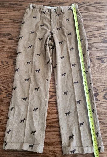 Vtg Orvis Pants Mens 38x32 (36x32) Tan Corduroy Dog Embroidered Cuffed USA Made image 7