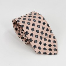 Vintage 80s Bert Pulitzer Pink Blue 100 Silk Geometric Medallion Necktie