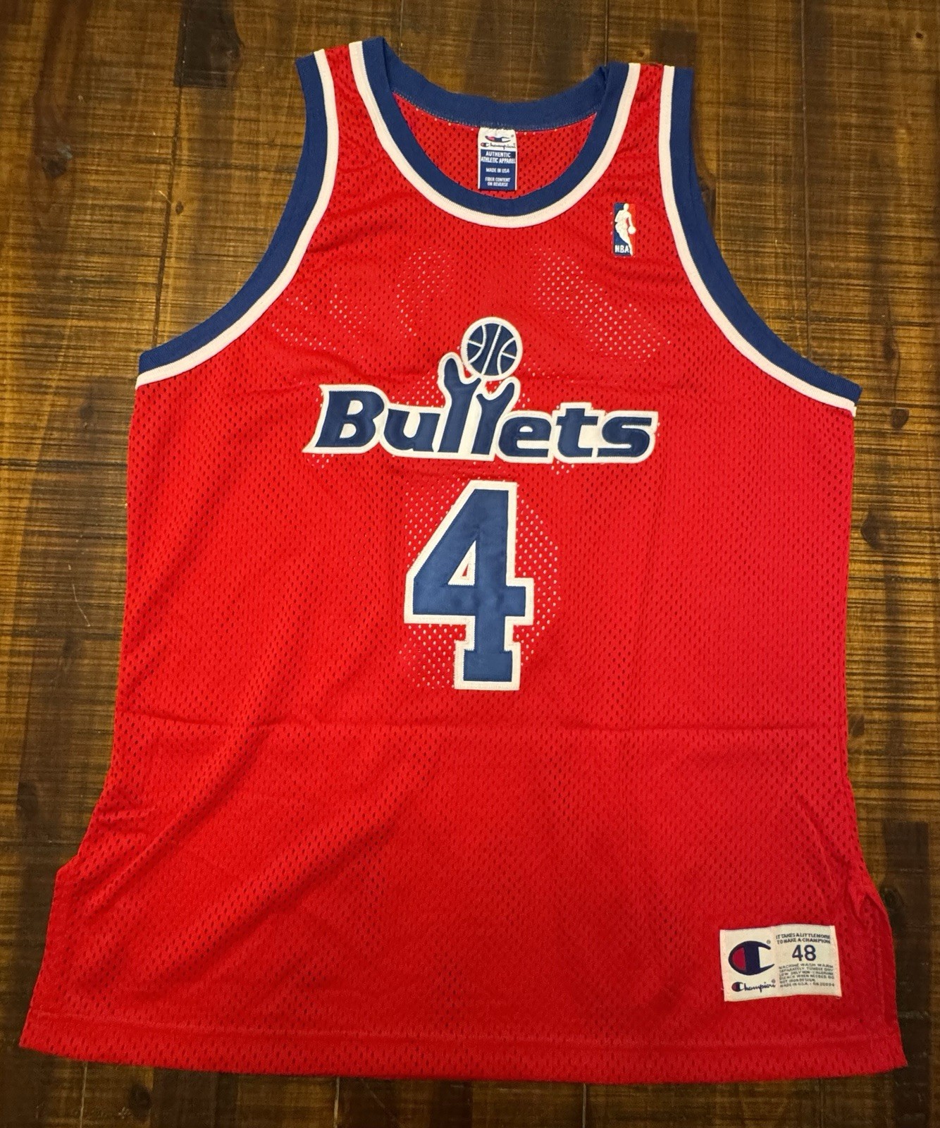CHRIS WEBBER Champion Washington Bullets AUTHENTIC Jersey 48 NBA Scarce
