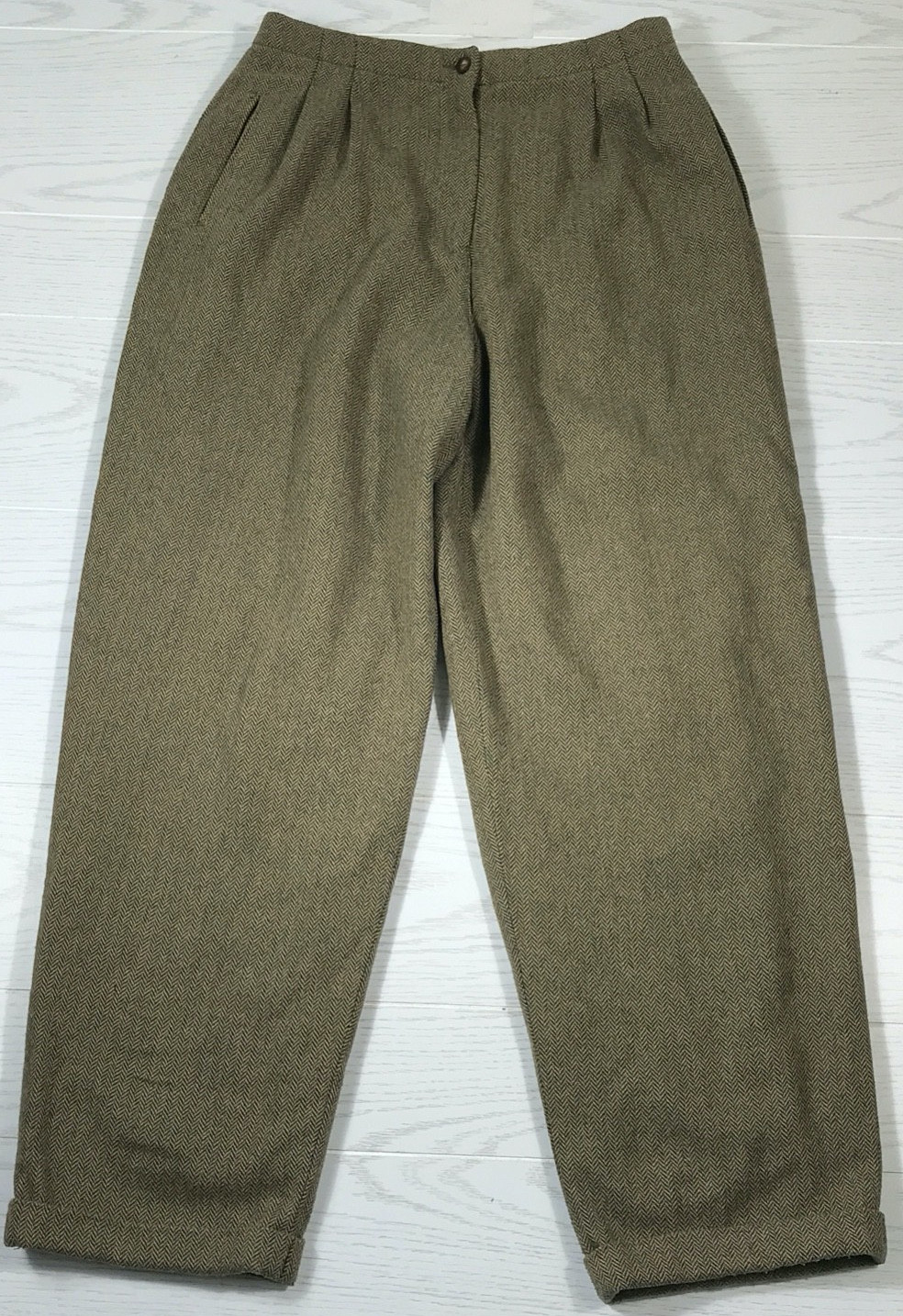 Vintage 80s Wool Blend Trousers Women 12 LizSport Her… - Gem