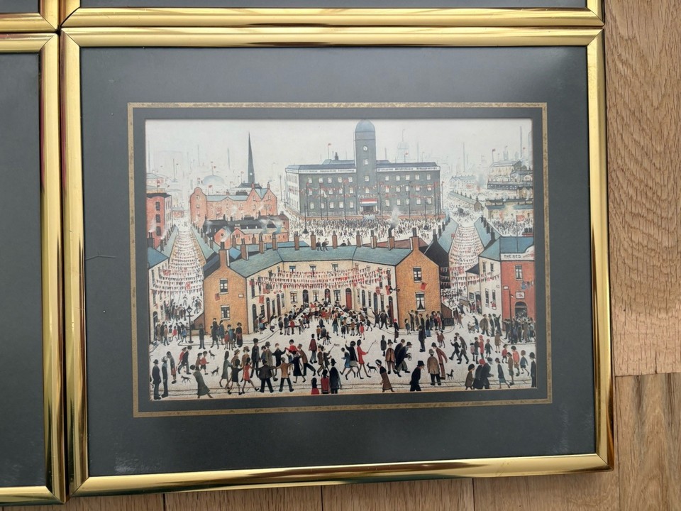 Vintage Set Of Four Framed Lowry Prints Gold Frames | eBay UK