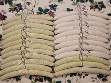Vintage Fabric Padded Hangers Set of 24 A Mix Of White Green Great Condition