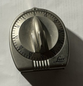 Vintage Silver Colored Plastic Lux Minute Minder Kitchen Timer *Works*