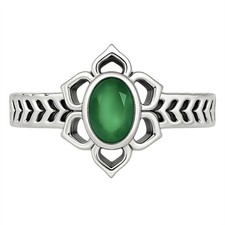 Natural Green Onyx 925 Sterling Silver Ring s.6 Jewelry R-1744