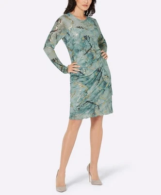 Damen Meshkleid Langarm Rundhals Jersey Knielang mint Gr. 40 Neu - Bild 1 von 2