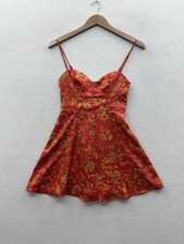 Urban Outfitters Small Red Gold Floral Botanica Mini Dress