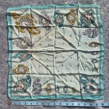 Vintage 60s Elegant Clocks Novelty Print Small Scarf