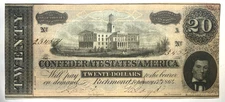 1864 $20 CSA CONFEDERATE STATES RICHMOND NOTE VERY NICE NOTE NS1