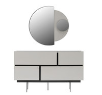 Stilvolle Schlafzimmer Anrichte Designer Holz Kommode Spiegel 2Tlg Set