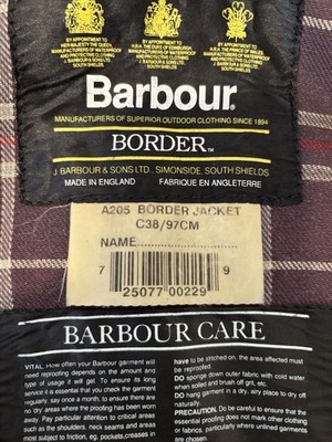 Vintage Barbour Border Waxed Jacket 38 Navy Blue Men's 1995