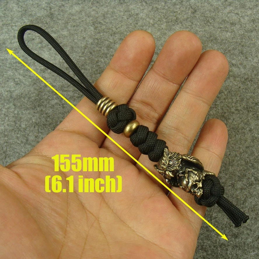 Cuchillo de cuentas de cordón en forma de "búho + calavera" de latón tejido a mano cuentas Paracord GH388 Foto 2 de 4