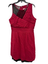 BCBGeneration Womens Red Sleeveless Dress With Black Lace Accents Size 4