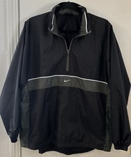Y2K Pullover Windbreaker Jacket Big Kids XL Nike 18-20 Black Green Quarter Zip