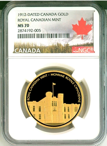 1912 Dated (2011 Modern Issue) Medal Canada Gold Plated RCM NGC MS70 NGC Pop = 1