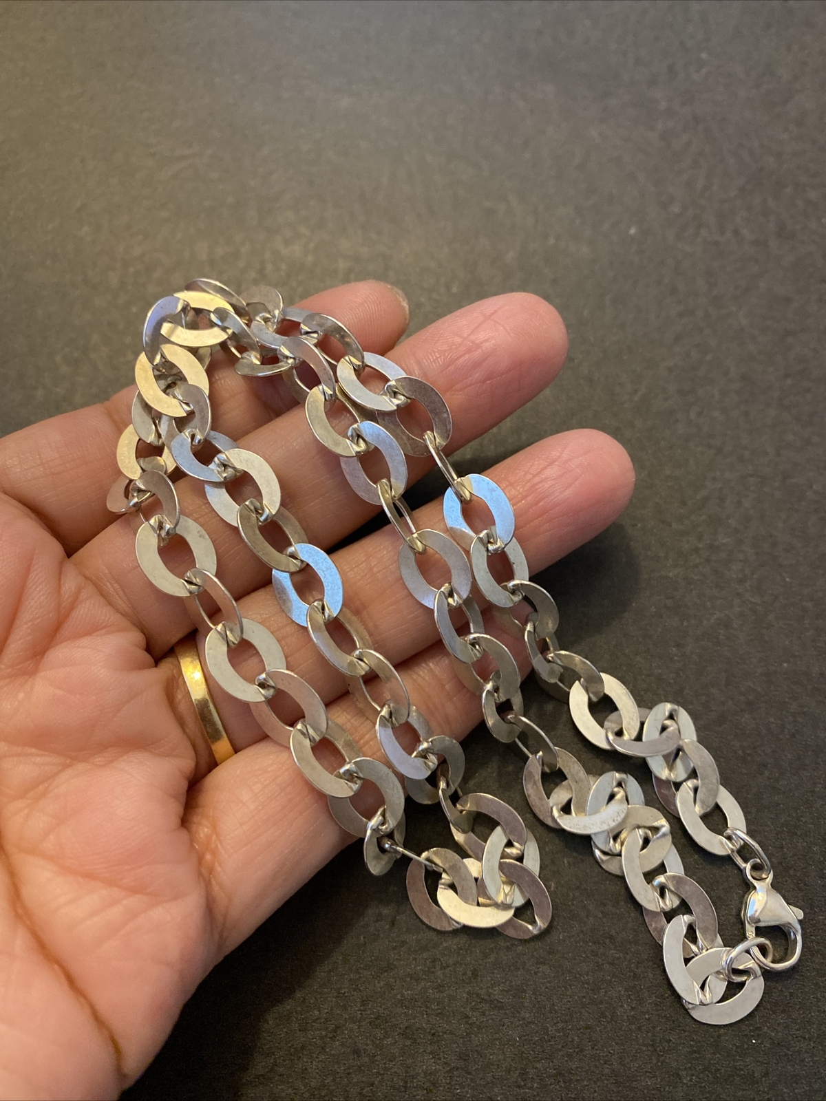 925 Sterling Silver Loop Link Necklace - image 6