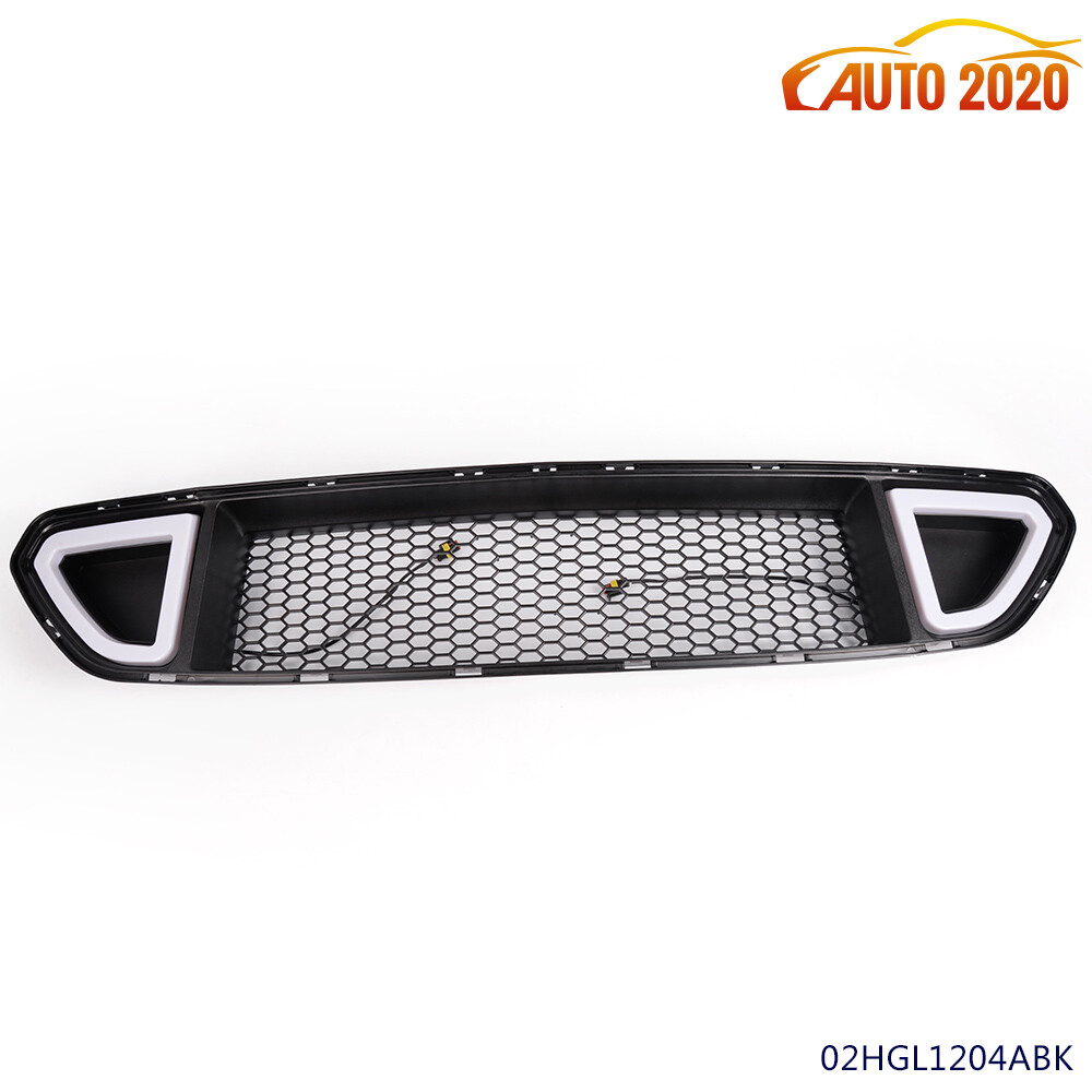 Fits Ford Mustang 2015 2016 2017 Front Hood Upper Mesh Grille w/ DRL LED Light