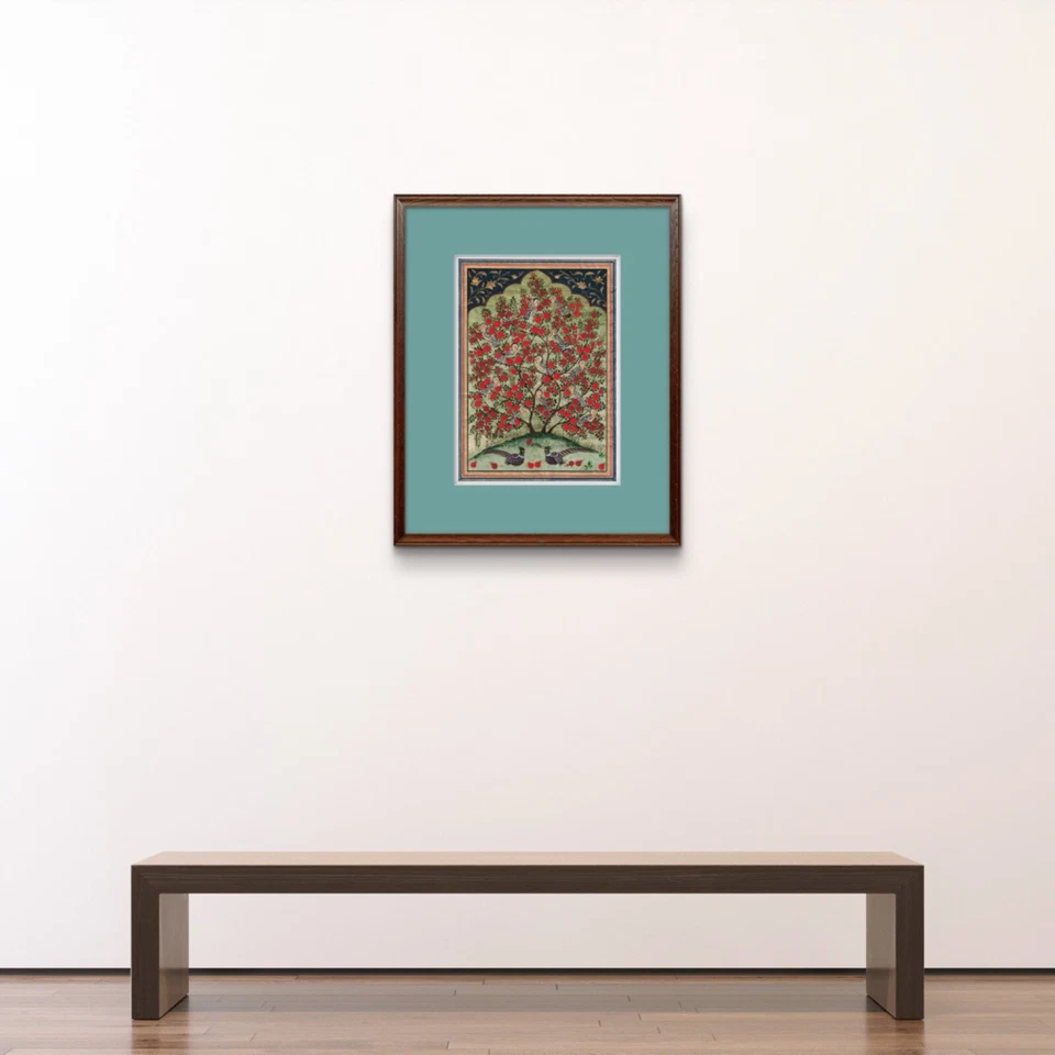 Árbol del Paraíso - Pintura en miniatura sobre papel antiguo de seda fina | Sin marco 2014 Foto 3 de 4