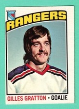 (1) GILLES GRATTON 1976-77 O-PEE-CHEE # 28 RANGERS GOALIE EX/EX+ CARD (F4730)