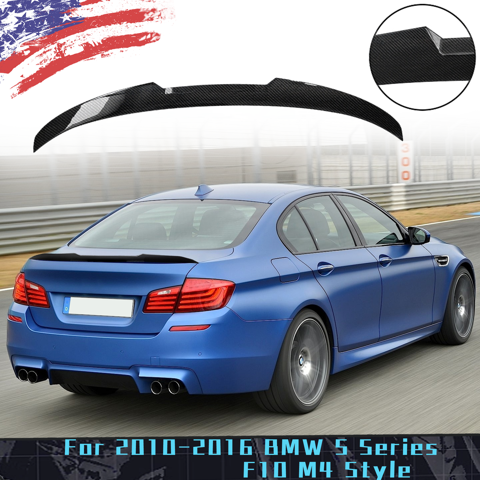 FOR 10-16 BMW 5 Series F10 M4 Style Rear Trunk Lip Spoiler Wing Carbon HOT