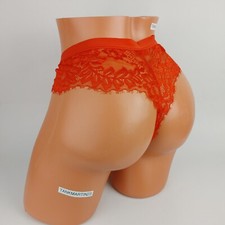 LANE BRYANT CACIQUE NO SHOW THONG 22/24 PANTY PLUS RED WITH RED LACE SOLID NEW