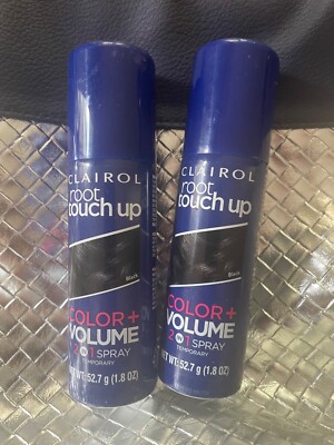 LOT OF 2 Clairol Root Touch Up Color + Volume Spray Temporary Color BLACK 1.8 OZ