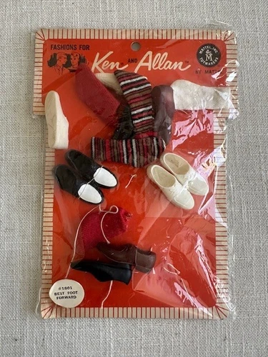 Vintage 1963 Mattel Barbie - Ken & Allan BEST FOOT FORWARD Shoes & Socks in Pkg