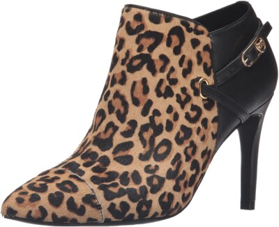 Cole Haan Women's Yasmine Shootie Ankle Bootie, Ocelot Haircow/Black Leather