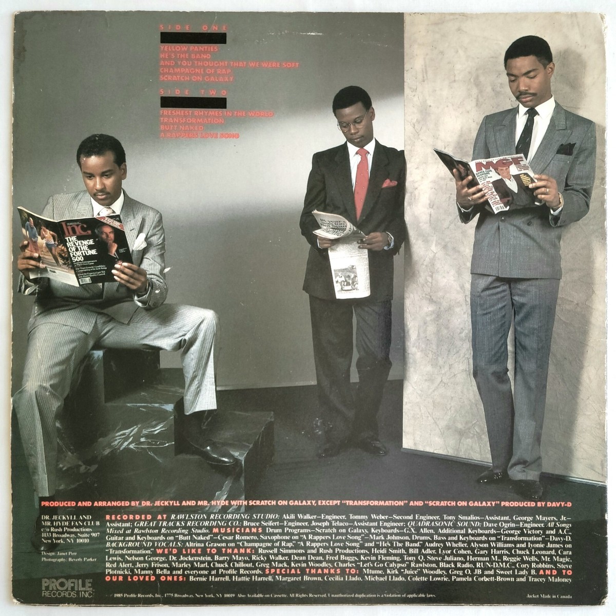 1985 - DR. JECKYLL & MR. HYDE - THE CHAMPAGNE OF RAP LP - PROFILE