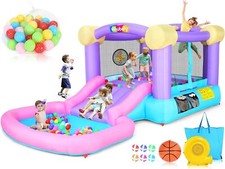 Inflatable Bounce House w/Blower Toddler Kids Jumper Bouncy Castle for Backyard  