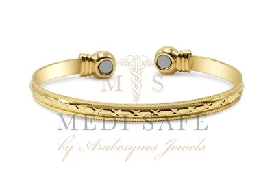ARABESQUES JEWELS TOP QUALITY LADIES GOLD BABY COPPER MAGNETIC BANGLE/TORQUE PAIN RELIEF AJMB