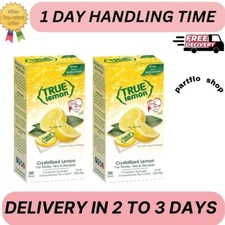 2PACK(100 Packets) True Lemon Sugar Free, On-The-Go,Caffeine Free Pow Drink Mix