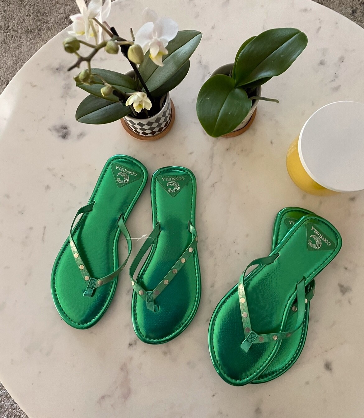 Lotto 2 sandali infradito marca CONSUELA verde metallizzato taglia M