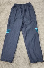 Kids Navy Blue Tracksuit Trousers with Turquoise Lines Size XL