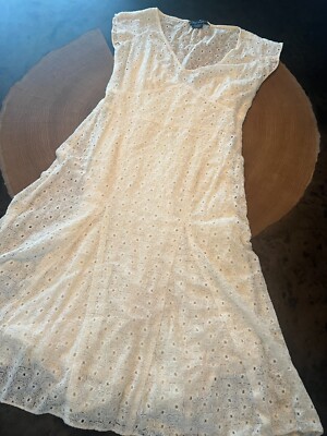 ralph lauren ivory dress RALPH LAUREN CROCHET EYELET IVORY DRESS W/ SLIP DRESS 6 COQUETTE TWEE  ROMANTIC