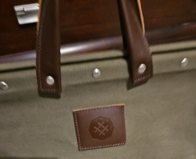 バッグ C Line Of Trade Weekender Bag Olive Canvas Brown Leather 20.25
