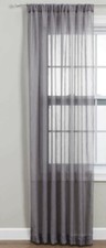 NEW Crushed Voile Sheer Curtain Panel Dark Gray 52 x 84 inches rod pocket