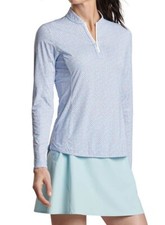 NWT PETER MILLAR Blue Pink Pickleball Long Sleeve Mock Sun Shirt S M L UPF 50