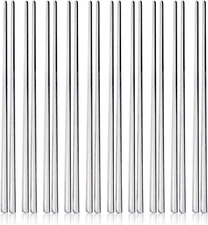 Metal Chopsticks,10 Pairs 304 Stainless Steel Flat Chopsticks, IQCWOOD Premium C