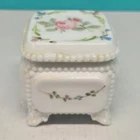Westmoreland Vintage Milk Glass Lidded ceramic Ring Trinket Box Floral